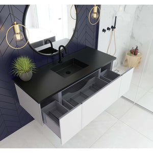 Vitri 54" Cloud White Bathroom Vanity with VIVA Stone Matte Black Solid Surface Countertop - 313VTR-54CW-MB