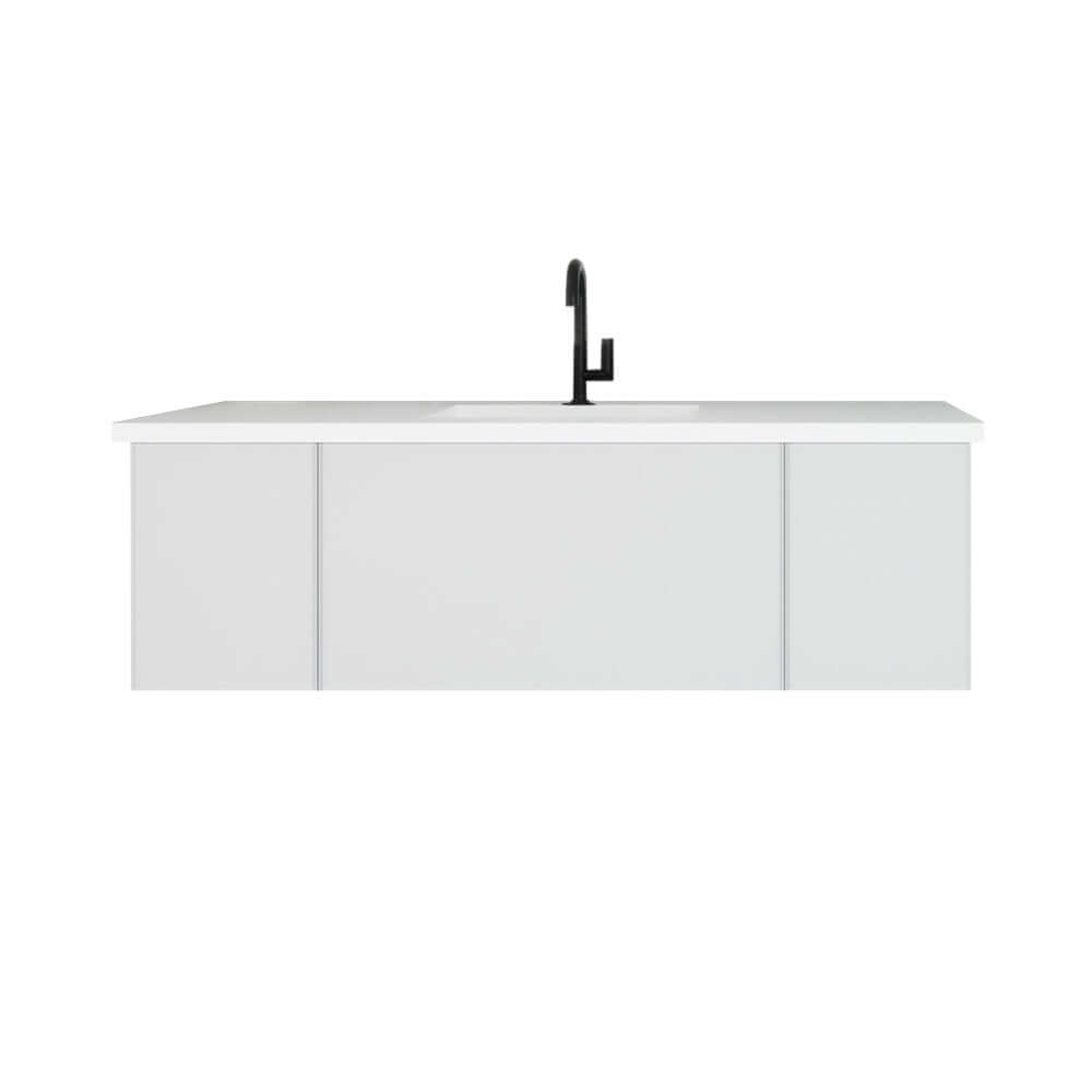 Vitri 54" Cloud White Bathroom Vanity with VIVA Stone Matte White Solid Surface Countertop - 313VTR-54CW-MW