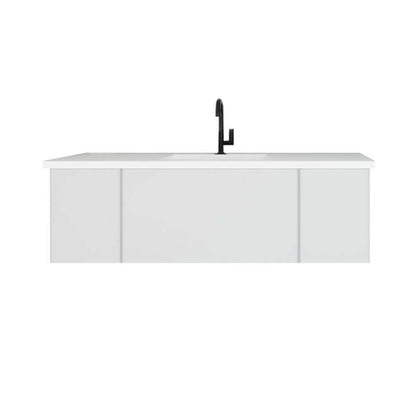 Vitri 54" Cloud White Bathroom Vanity with VIVA Stone Matte White Solid Surface Countertop - 313VTR-54CW-MW