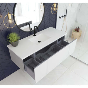 Vitri 54" Cloud White Bathroom Vanity with VIVA Stone Matte White Solid Surface Countertop - 313VTR-54CW-MW