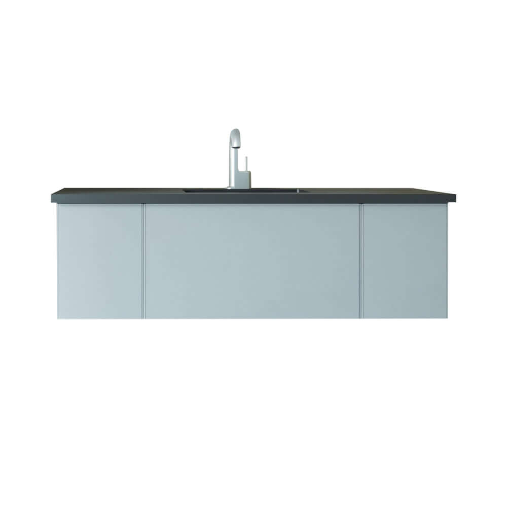 Vitri 54" Fossil Grey Bathroom Vanity with VIVA Stone Matte Black Solid Surface Countertop - 313VTR-54FG-MB