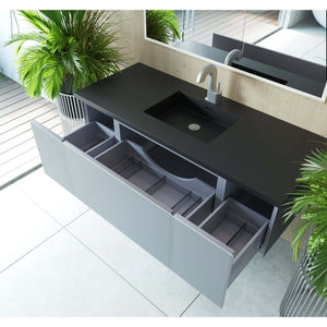 Vitri 54" Fossil Grey Bathroom Vanity with VIVA Stone Matte Black Solid Surface Countertop - 313VTR-54FG-MB