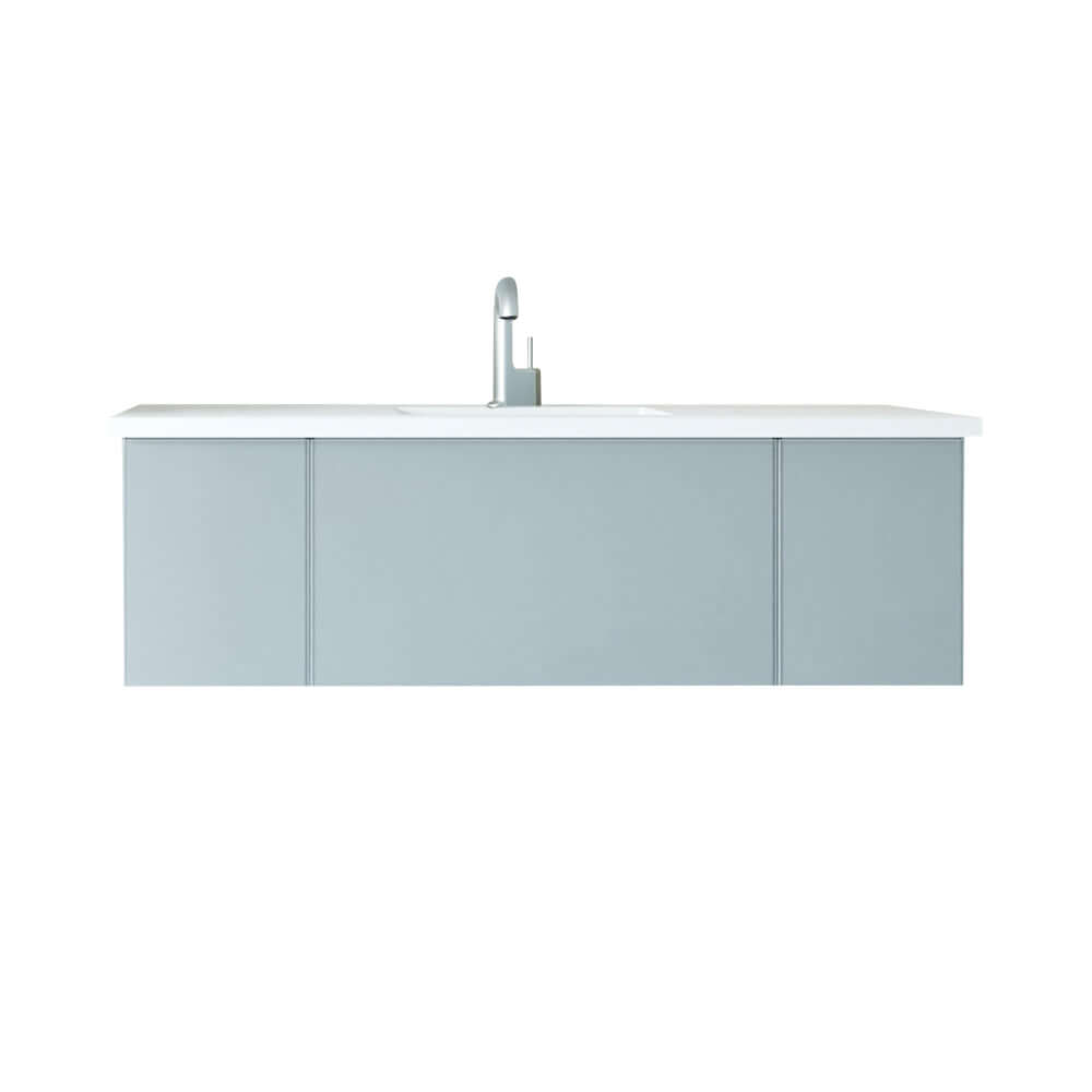 Vitri 54" Fossil Grey Bathroom Vanity with VIVA Stone Matte White Solid Surface Countertop - 313VTR-54FG-MW