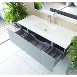 Vitri 54" Fossil Grey Bathroom Vanity with VIVA Stone Matte White Solid Surface Countertop - 313VTR-54FG-MW