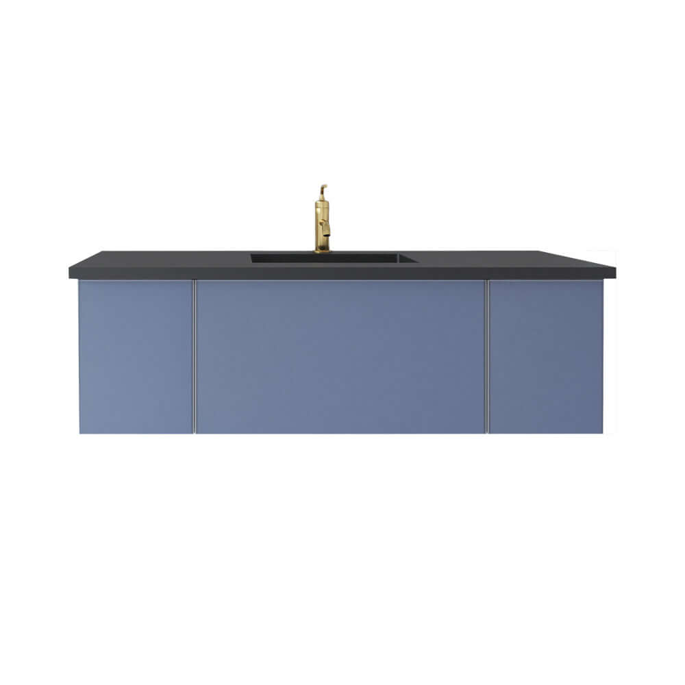 Vitri 54" Nautical Blue Bathroom Vanity with VIVA Stone Matte Black Solid Surface Countertop - 313VTR-54NB-MB