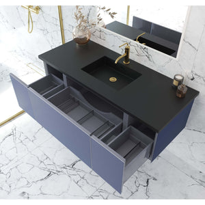 Vitri 54" Nautical Blue Bathroom Vanity with VIVA Stone Matte Black Solid Surface Countertop - 313VTR-54NB-MB