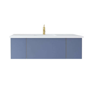 Vitri 54" Nautical Blue Bathroom Vanity with VIVA Stone Matte White Solid Surface Countertop - 313VTR-54NB-MW