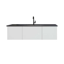 Load image into Gallery viewer, Vitri 60&quot; Cloud White Single Sink Bathroom Vanity with VIVA Stone Matte Black Solid Surface Countertop - 313VTR-60CCW-MB
