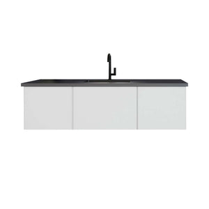 Vitri 60" Cloud White Single Sink Bathroom Vanity with VIVA Stone Matte Black Solid Surface Countertop - 313VTR-60CCW-MB
