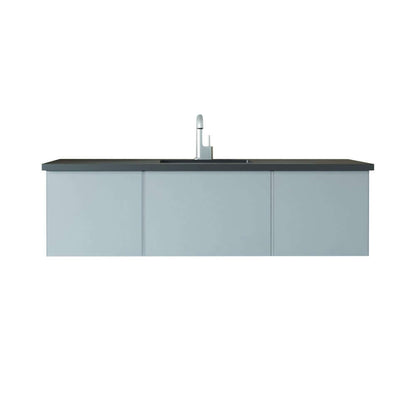 Vitri 60" Fossil Grey Single Sink Bathroom Vanity with VIVA Stone Matte Black Solid Surface Countertop - 313VTR-60CFG-MB