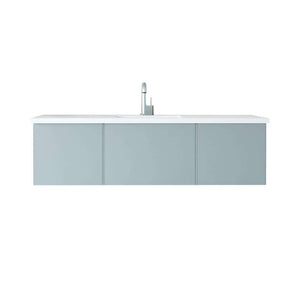 Vitri 60" Fossil Grey Single Sink Bathroom Vanity with VIVA Stone Matte White Solid Surface Countertop - 313VTR-60CFG-MW