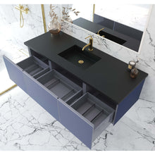 Load image into Gallery viewer, Vitri 60&quot; Nautical Blue Single Sink Bathroom Vanity with VIVA Stone Matte Black Solid Surface Countertop - 313VTR-60CNB-MB