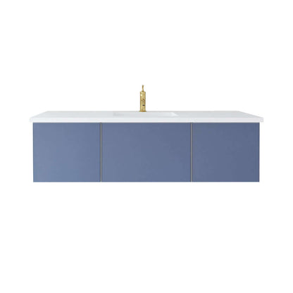 Vitri 60" Nautical Blue Single Sink Bathroom Vanity with VIVA Stone Matte White Solid Surface Countertop - 313VTR-60CNB-MW