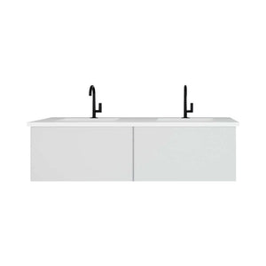 Vitri 60" Cloud White Double Sink Bathroom Vanity with VIVA Stone Matte White Solid Surface Countertop - 313VTR-60DCW-MW