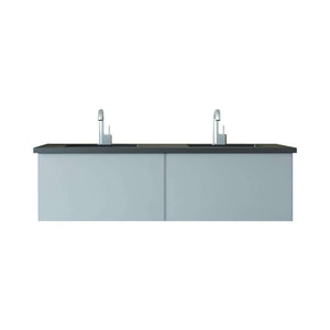 Vitri 60" Fossil Grey Double Sink Bathroom Vanity with VIVA Stone Matte Black Solid Surface Countertop - 313VTR-60DFG-MB