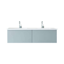 Load image into Gallery viewer, Vitri 60&quot; Fossil Grey Double Sink Bathroom Vanity with VIVA Stone Matte White Solid Surface Countertop - 313VTR-60DFG-MW