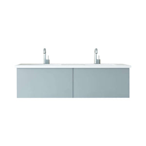 Vitri 60" Fossil Grey Double Sink Bathroom Vanity with VIVA Stone Matte White Solid Surface Countertop - 313VTR-60DFG-MW