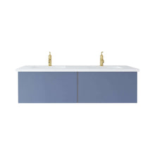 Load image into Gallery viewer, Vitri 60&quot; Nautical Blue Double Sink Bathroom Vanity with VIVA Stone Matte White Solid Surface Countertop - 313VTR-60DNB-MW