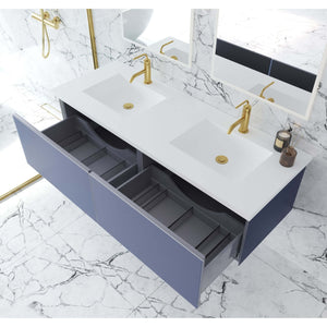 Vitri 60" Nautical Blue Double Sink Wall Hung Bathroom Vanity Cabinet - 313VTR-60DNB