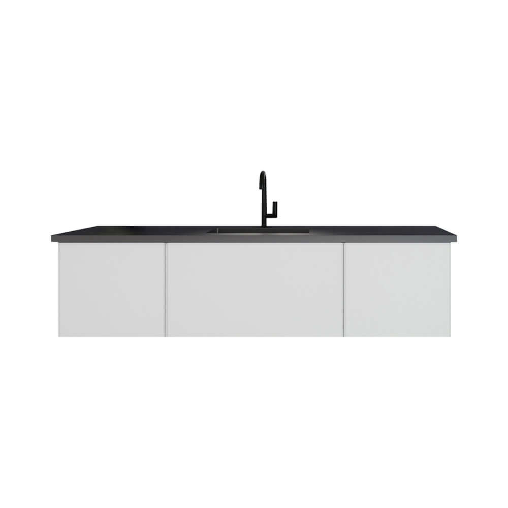 Vitri 66" Cloud White Single Sink Bathroom Vanity with VIVA Stone Matte Black Solid Surface Countertop - 313VTR-66CW-MB