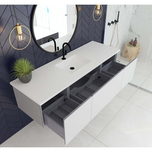 Vitri 66" Cloud White Single Sink Bathroom Vanity with VIVA Stone Matte White Solid Surface Countertop - 313VTR-66CW-MW