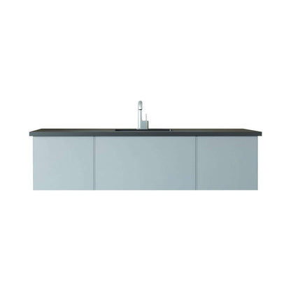 Vitri 66" Fossil Grey Single Sink Bathroom Vanity with VIVA Stone Matte Black Solid Surface Countertop - 313VTR-66FG-MB