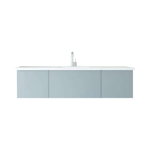 Vitri 66" Fossil Grey Single Sink Bathroom Vanity with VIVA Stone Matte White Solid Surface Countertop - 313VTR-66FG-MW
