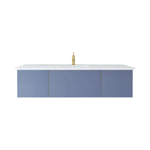 Vitri 66" Nautical Blue Single Sink Bathroom Vanity with VIVA Stone Matte White Solid Surface Countertop - 313VTR-66NB-MW