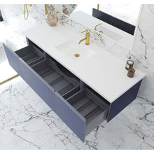 Load image into Gallery viewer, Vitri 66&quot; Nautical Blue Single Sink Bathroom Vanity with VIVA Stone Matte White Solid Surface Countertop - 313VTR-66NB-MW