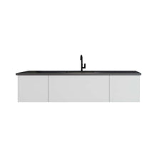 Load image into Gallery viewer, Vitri 72&quot; Cloud White Single Sink Bathroom Vanity with VIVA Stone Matte Black Solid Surface Countertop - 313VTR-72CCW-MB