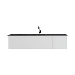 Vitri 72" Cloud White Single Sink Bathroom Vanity with VIVA Stone Matte Black Solid Surface Countertop - 313VTR-72CCW-MB