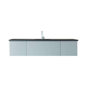 Vitri 72" Fossil Grey Single Sink Bathroom Vanity with VIVA Stone Matte Black Solid Surface Countertop - 313VTR-72CFG-MB