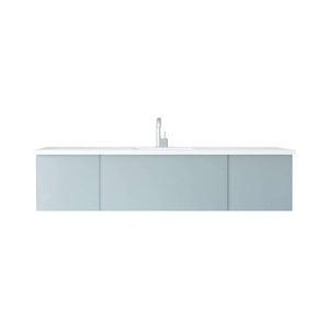 Vitri 72" Fossil Grey Single Sink Bathroom Vanity with VIVA Stone Matte White Solid Surface Countertop - 313VTR-72CFG-MW