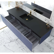 Load image into Gallery viewer, Vitri 72&quot; Nautical Blue Single Sink Bathroom Vanity with VIVA Stone Matte Black Solid Surface Countertop - 313VTR-72CNB-MB