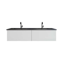 Load image into Gallery viewer, Vitri 72&quot; Cloud White Double Sink Bathroom Vanity with VIVA Stone Matte Black Solid Surface Countertop - 313VTR-72DCW-MB