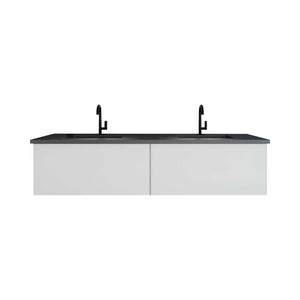 Vitri 72" Cloud White Double Sink Bathroom Vanity with VIVA Stone Matte Black Solid Surface Countertop - 313VTR-72DCW-MB