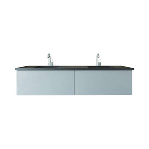 Vitri 72" Fossil Grey Double Sink Bathroom Vanity with VIVA Stone Matte Black Solid Surface Countertop - 313VTR-72DFG-MB