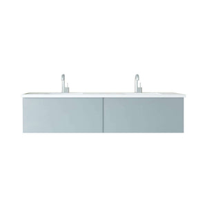 Vitri 72" Fossil Grey Double Sink Bathroom Vanity with VIVA Stone Matte White Solid Surface Countertop - 313VTR-72DFG-MW