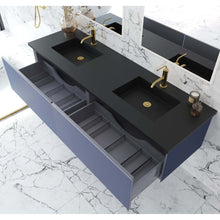 Load image into Gallery viewer, Vitri 72&quot; Nautical Blue Double Sink Bathroom Vanity with VIVA Stone Matte Black Solid Surface Countertop - 313VTR-72DNB-MB