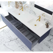 Load image into Gallery viewer, Vitri 72&quot; Nautical Blue Double Sink Bathroom Vanity with VIVA Stone Matte White Solid Surface Countertop - 313VTR-72DNB-MW