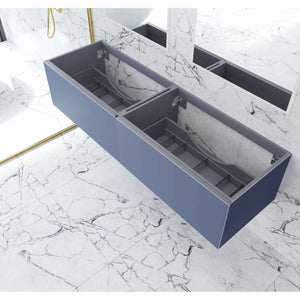 Vitri 72" Nautical Blue Double Sink Wall Hung Bathroom Vanity Cabinet - 313VTR-72DNB