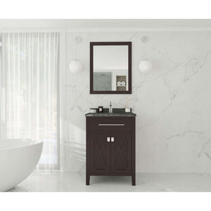 Wimbledon 24" Brown Bathroom Vanity with Black Wood Marble Countertop - 313YG319-24B-BW
