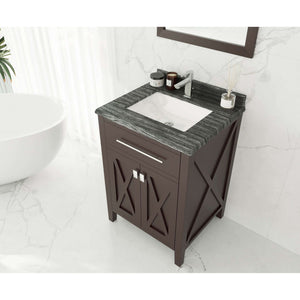 Wimbledon 24" Brown Bathroom Vanity with Black Wood Marble Countertop - 313YG319-24B-BW