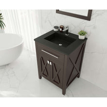 Load image into Gallery viewer, Wimbledon 24&quot; Brown Bathroom Vanity with Matte Black VIVA Stone Solid Surface Countertop - 313YG319-24B-MB