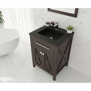 Wimbledon 24" Brown Bathroom Vanity with Matte Black VIVA Stone Solid Surface Countertop - 313YG319-24B-MB