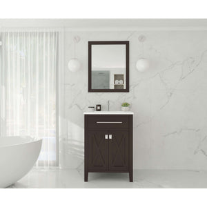 Wimbledon 24" Brown Bathroom Vanity with Matte White VIVA Stone Solid Surface Countertop - 313YG319-24B-MW