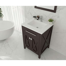 Load image into Gallery viewer, Wimbledon 24&quot; Brown Bathroom Vanity with Matte White VIVA Stone Solid Surface Countertop - 313YG319-24B-MW