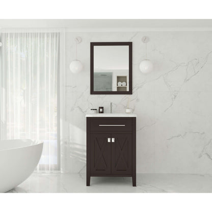 Wimbledon 24" Brown Bathroom Vanity with White Carrara Marble Countertop - 313YG319-24B-WC