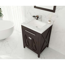 Load image into Gallery viewer, Wimbledon 24&quot; Brown Bathroom Vanity with White Carrara Marble Countertop - 313YG319-24B-WC