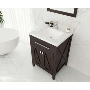 Wimbledon 24" Brown Bathroom Vanity with White Carrara Marble Countertop - 313YG319-24B-WC